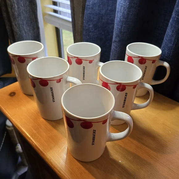 Starbucks White and Red Coffee Mug Set - Picture 4 of 5